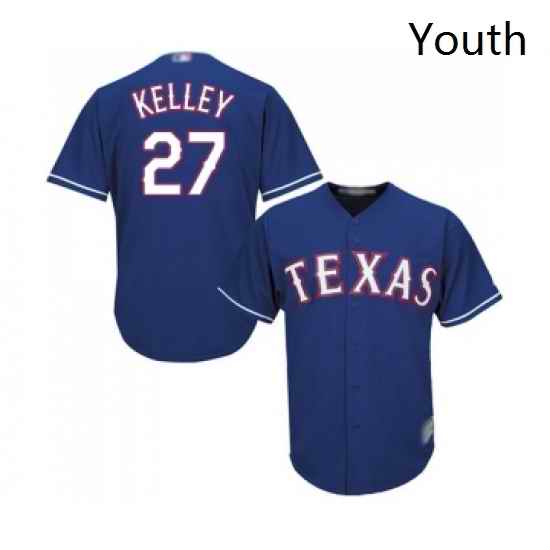 Youth Texas Rangers 27 Shawn Kelley Replica Royal Blue Alternate 2 Cool Base Baseball Jersey